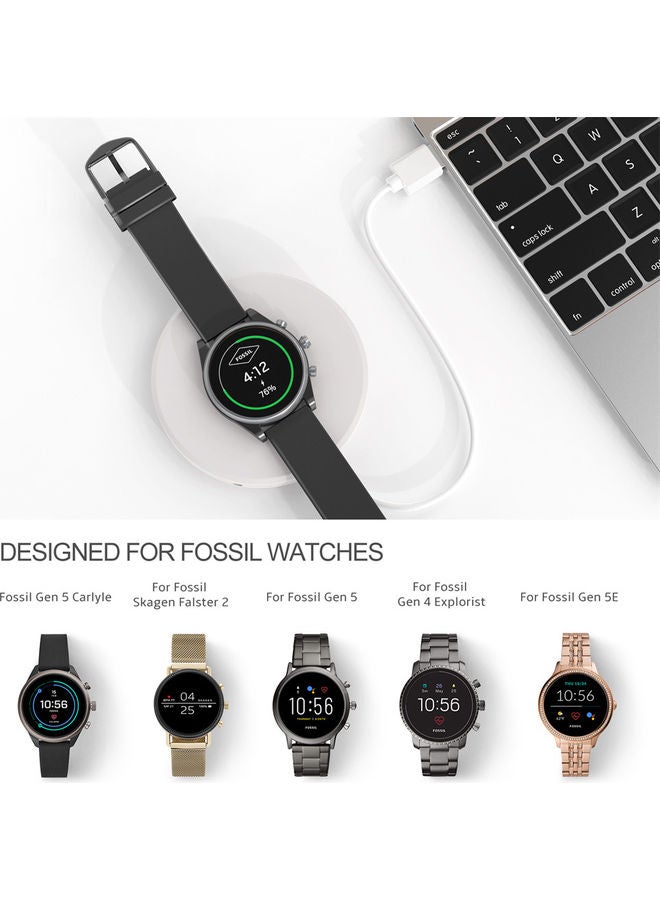 Portable Watch Charger Stand With Charging Cable For Fossil Gen 4/Gen 5 White - Image 3