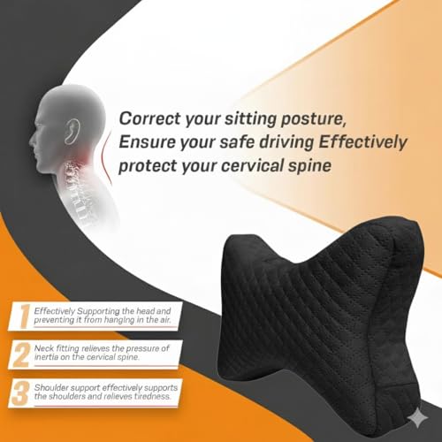 AUTOUNIKO Ultimate Car Neck Rest Pillow | Superior Neck Support Cushion | Relieves Neck Pain | Hi-Per Foam Head Rest Pillow for Comfortable Car Rides | with Washable Velvet Cover memory foam (Pack of 2) - Image 4