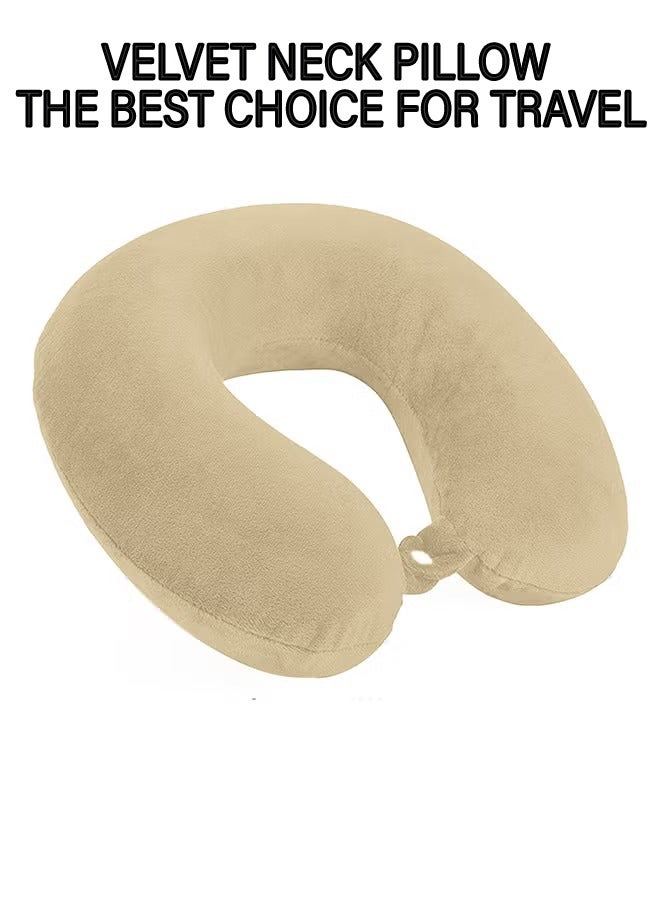 Kunzita Home Soft Velvet Neck Pillow   - 30x25x10 cm - Beige - Image 1