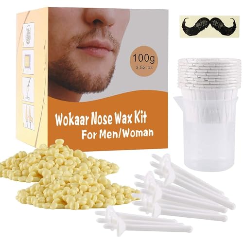 Wokaar Nose Wax Kit for Men & Women | 100g Wax, 30 Applicators (15-20 Uses) | Painless Nasal & Ear Hair Removal | Fast 3-Min Removal | Safe Hair Remover Kit for Nose & Ear Hair | Waxing Kit for Men - Image 1