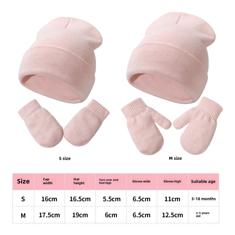 Baby Knit Hat Glove Set Autumn Winter #1 White - Image 4
