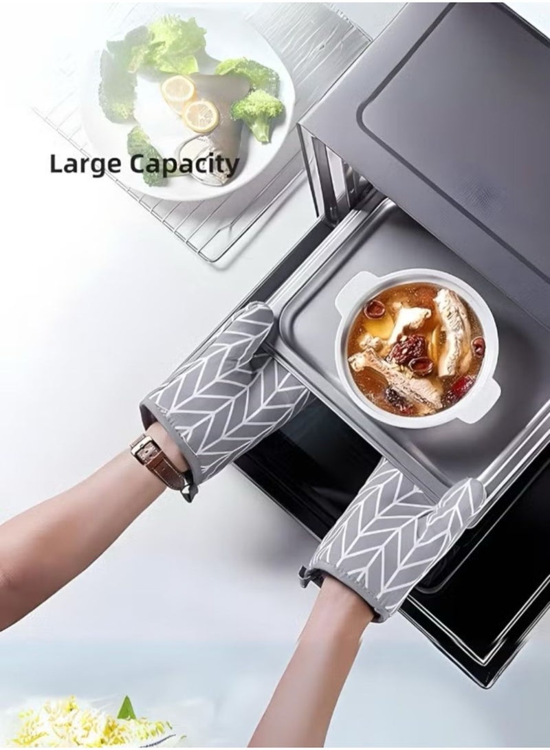 دينكس فرن 48 لتر 2000 واط قابل للتحكم في درجة الحرارة درجة مئوية ومؤقت 60 دقيقة و3 اوضاع تسخين منزلية متعددة الوظائف لخبز الكيك وشواية كهربائية بثلاث طبقات مع مصباح موقد وزجاج مقوى - Image 3