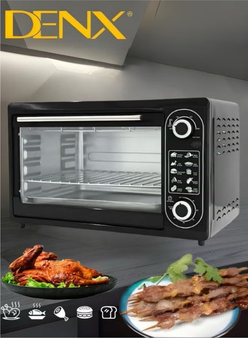 دينكس فرن 48 لتر 2000 واط قابل للتحكم في درجة الحرارة درجة مئوية ومؤقت 60 دقيقة و3 اوضاع تسخين منزلية متعددة الوظائف لخبز الكيك وشواية كهربائية بثلاث طبقات مع مصباح موقد وزجاج مقوى - Image 2