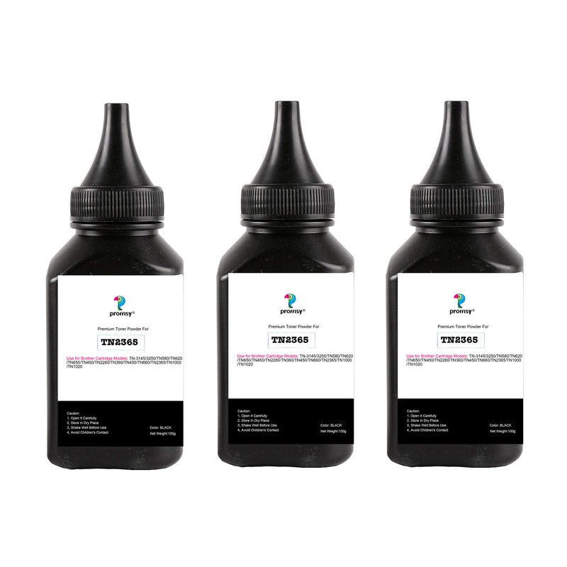 proffisy 3 Pack TN 2365 Toner Powder Refill Compatible with Brother TN 2365 Toner Cartridge - 100g Per Bottle - Image 5