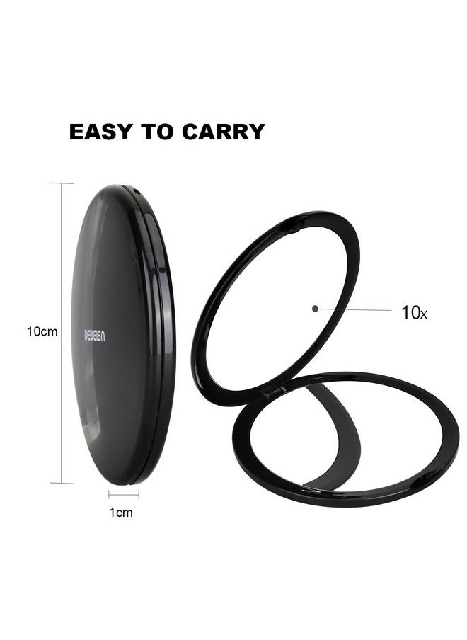 DeWEISN - Magnifying Compact Cosmetic Mirror Elegant Pocket Handheld Makeup Mirror With Powerful 10X Magnification And 1X True View Mirror For Travel Or Your Purse - Image 1