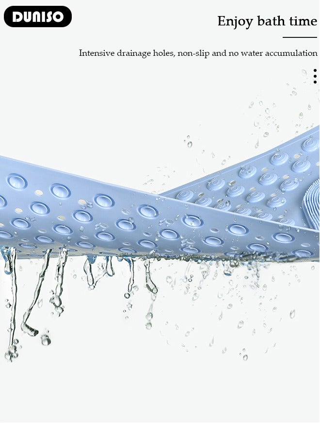 DUNISO Anti Slip Bathroom Mat Shower Mat Waterproof Mat Foot Massage Mat With Drain Holes And Suction Cups 36*70cm Bath Mat For Tub, Toilet And Bathroom Floors-Blue  - Image 4