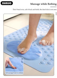 DUNISO Anti Slip Bathroom Mat Shower Mat Waterproof Mat Foot Massage Mat With Drain Holes And Suction Cups 36*70cm Bath Mat For Tub, Toilet And Bathroom Floors-Blue  - Image 2