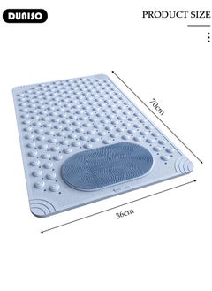 DUNISO Anti Slip Bathroom Mat Shower Mat Waterproof Mat Foot Massage Mat With Drain Holes And Suction Cups 36*70cm Bath Mat For Tub, Toilet And Bathroom Floors-Blue  - Image 4