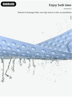 DUNISO Anti Slip Bathroom Mat Shower Mat Waterproof Mat Foot Massage Mat With Drain Holes And Suction Cups 36*70cm Bath Mat For Tub, Toilet And Bathroom Floors-Blue  - Image 5