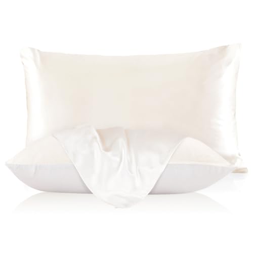 LILYSILK 19mm Silk Pillowcase for Hair and Skin with Cotton Underside Standard/Queen 20x30 Inch Ivory 1pc - Image 1