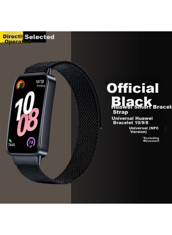 Ten Flashes Huawei Band 8/9/10 Nfc Standard Edition Nylon Woven Band Wristband Black - Image 2