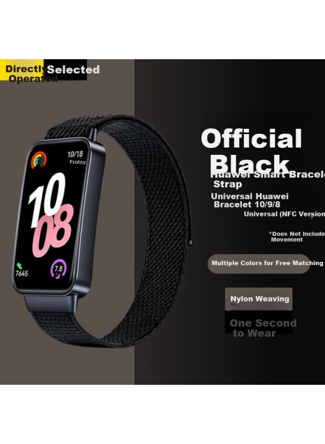 Ten Flashes Huawei Band 8/9/10 Nfc Standard Edition Nylon Woven Band Wristband Black - Image 1