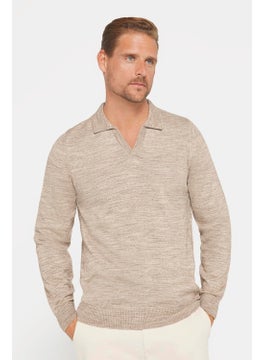 Men's Slim Fit Slim Cut Polo V Neck Beige Knitwear Sweater - pzsku/Z5DD147722D3FE08A68FBZ/45/_/1726143690/57b7194c-2f1a-4560-805b-df7a8f38be4f