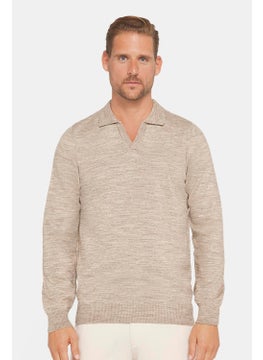 Men's Slim Fit Slim Cut Polo V Neck Beige Knitwear Sweater - pzsku/Z5DD147722D3FE08A68FBZ/45/_/1726143697/c642185c-50a9-4619-8ace-f5e61b9459d5