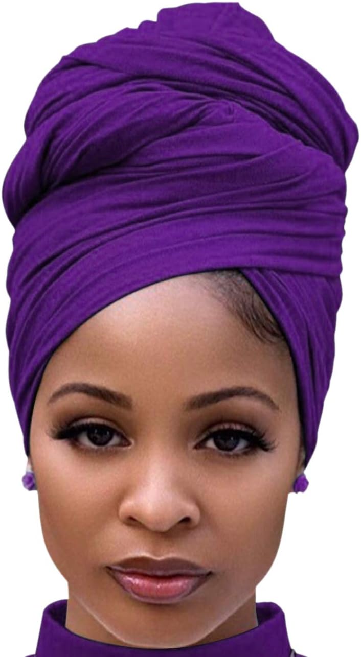 Harewom Head Wraps for Black Women Stretch Head Scarf Long African Hair Wraps Turban Headwraps Jersey Headbands - Image 1