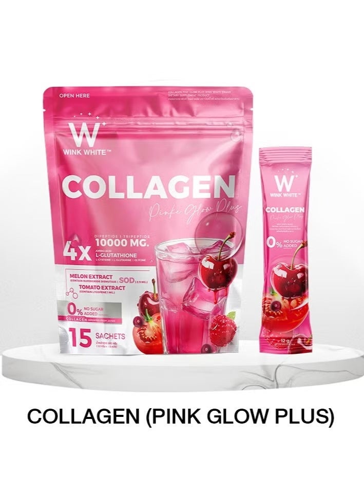 وينك وايت مشروب وينك وايت بينك جلو بلس كولاجين - تركيبة الجلوتاثيون لتبييض البشرة وشدها - أكياس تجميل خالية من السكر - Image 3