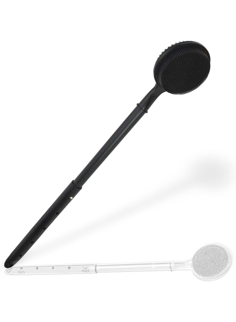 Silicone Back Scrubber with Adjustable Handle, for Women and Men Dual-Sided Brush Head, 15.75"-23.62",Black - Image 1