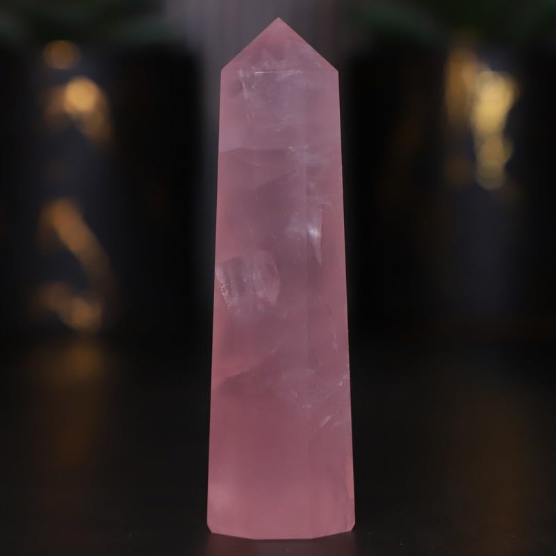 Crystal Divine Rose Quartz Crystal Showpieces for Home Decor Items Decorative Items Crystal Pencil for Healing Crystal Tower Healing Crystal Stone Crystal Stone Healing Stone Crystal Pencil Set - Image 1