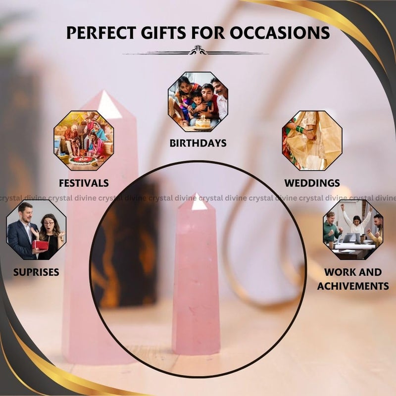 Crystal Divine Rose Quartz Crystal Showpieces for Home Decor Items Decorative Items Crystal Pencil for Healing Crystal Tower Healing Crystal Stone Crystal Stone Healing Stone Crystal Pencil Set - Image 4