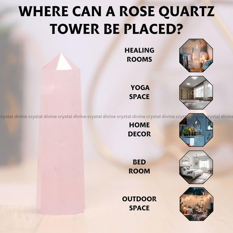 Crystal Divine Rose Quartz Crystal Showpieces for Home Decor Items Decorative Items Crystal Pencil for Healing Crystal Tower Healing Crystal Stone Crystal Stone Healing Stone Crystal Pencil Set - Image 5
