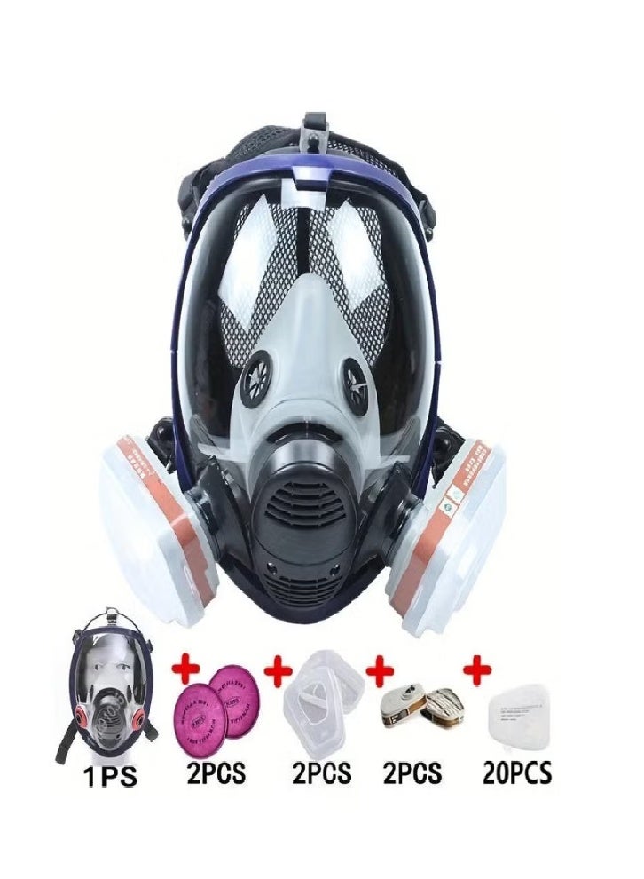 27 in 1 Silicone Full Facepiece Respirator with Filter, Reusable Mask for Gas, Paint, Chemical, Woodworking, Dust Protection - Image 1