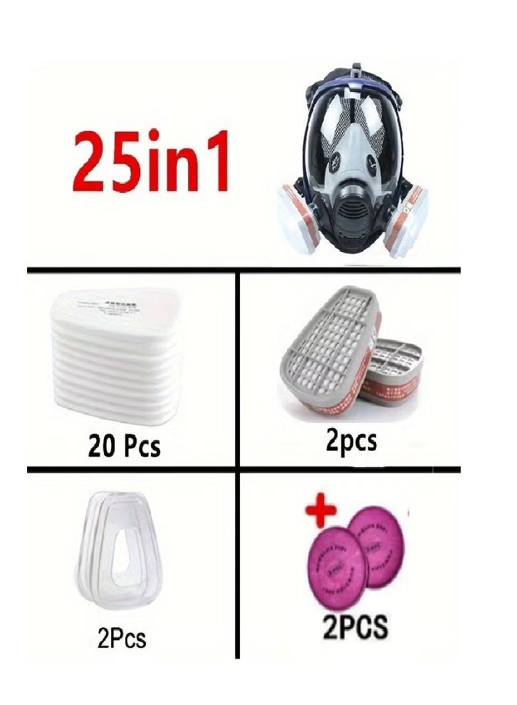27 in 1 Silicone Full Facepiece Respirator with Filter, Reusable Mask for Gas, Paint, Chemical, Woodworking, Dust Protection - Image 5