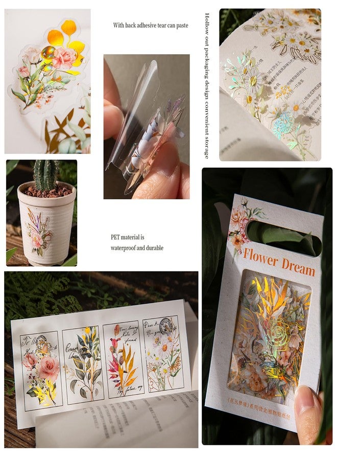 MAXLEAF 240 Pieces Gold Foil Botanical Stickers, Maxleaf Holographic Transparent Waterproof Flower Eucalyptus Scrapbooking Sticker, Floral Decals for Journaling Planner Card Making DIY Crafts - Image 5