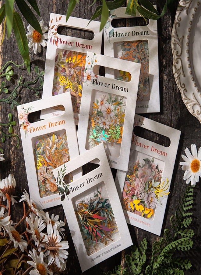 MAXLEAF 240 Pieces Gold Foil Botanical Stickers, Maxleaf Holographic Transparent Waterproof Flower Eucalyptus Scrapbooking Sticker, Floral Decals for Journaling Planner Card Making DIY Crafts - Image 1