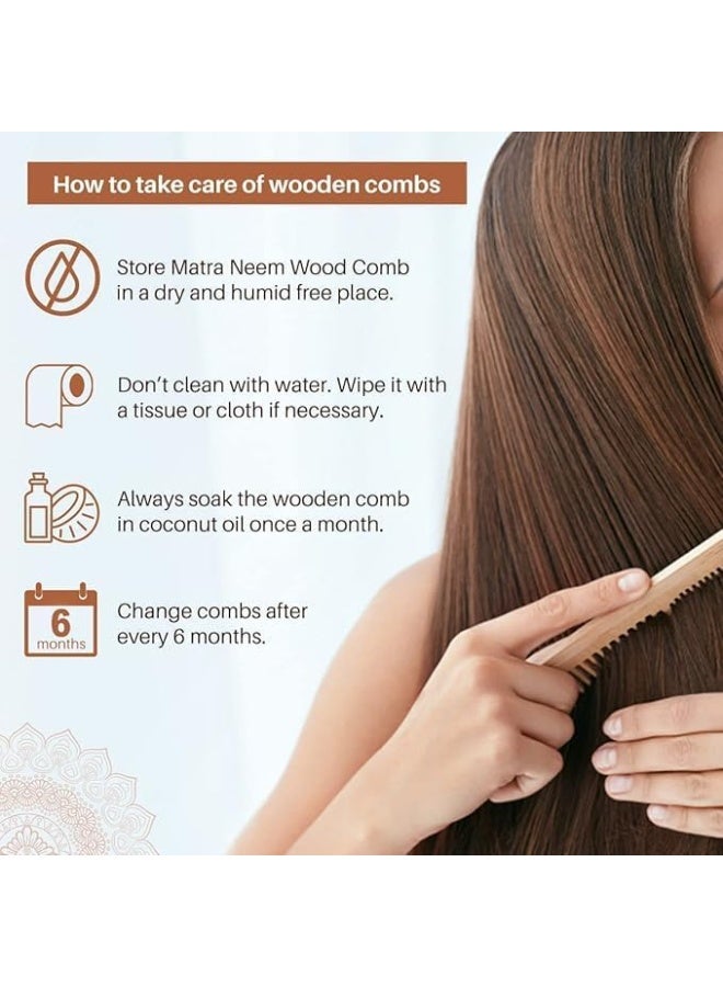 مشط خشبي طبيعي مضاد للكهرباء الساكنة بأسنان ناعمة للعناية اليومية بالشعر - Image 3