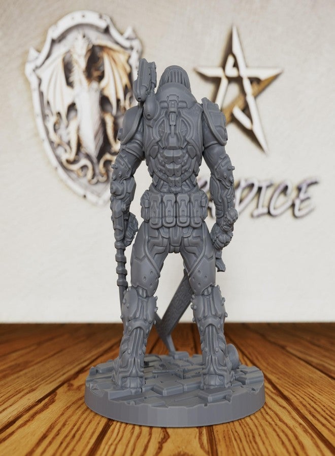 AUSPDICE 32mm Scale Sci-Fi Unpainted Miniatures Tactical Power Armor Soldier Heroic Human Miniatures for Tabletop RPG Gaming Combat Figure RPG Accessory Doom Eternal (AS324) - Image 4