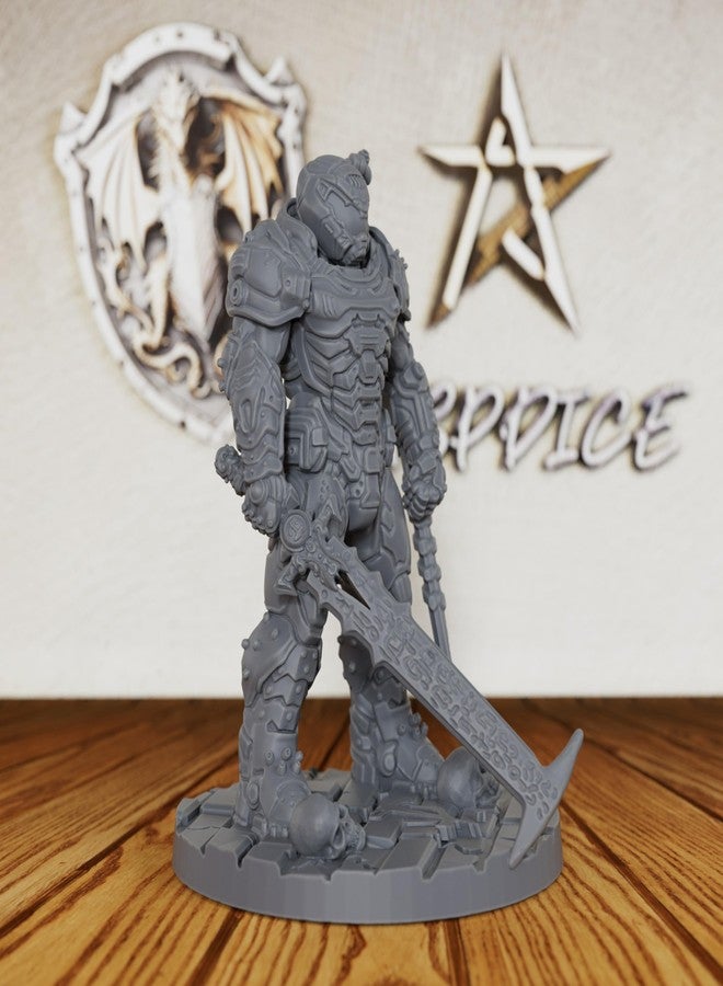 AUSPDICE 32mm Scale Sci-Fi Unpainted Miniatures Tactical Power Armor Soldier Heroic Human Miniatures for Tabletop RPG Gaming Combat Figure RPG Accessory Doom Eternal (AS324) - Image 2