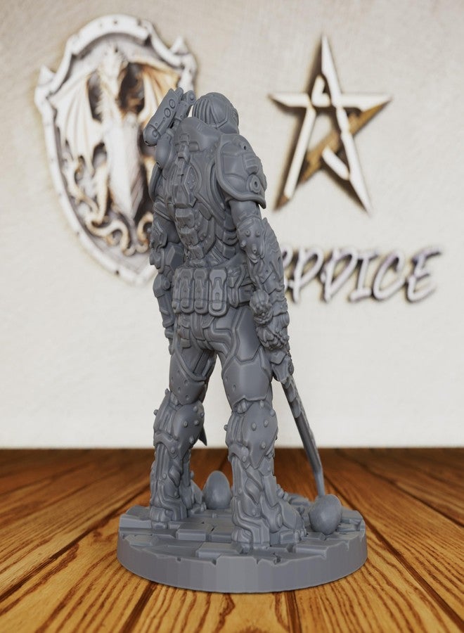 AUSPDICE 32mm Scale Sci-Fi Unpainted Miniatures Tactical Power Armor Soldier Heroic Human Miniatures for Tabletop RPG Gaming Combat Figure RPG Accessory Doom Eternal (AS324) - Image 3