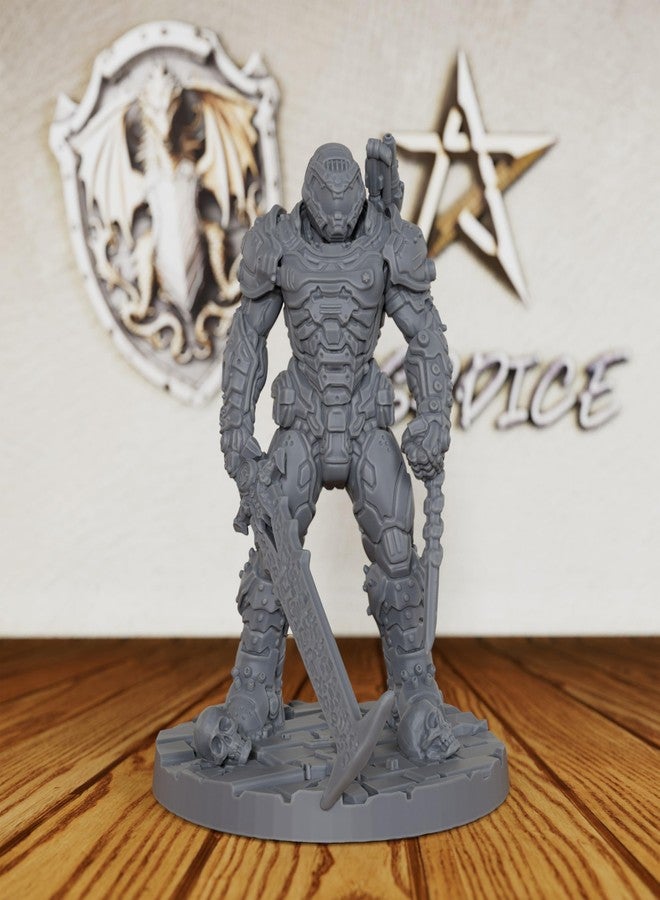 AUSPDICE 32mm Scale Sci-Fi Unpainted Miniatures Tactical Power Armor Soldier Heroic Human Miniatures for Tabletop RPG Gaming Combat Figure RPG Accessory Doom Eternal (AS324) - Image 1