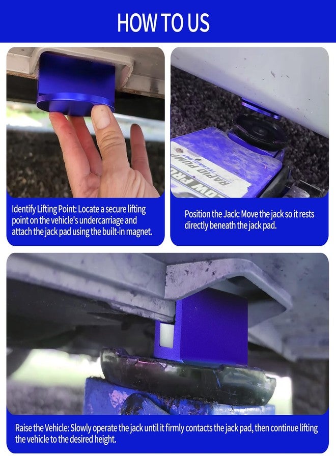 A.I.FORCE Universal Aluminum Grooved Pinch Weld Jack Pad - Magnetic Jack Puck & Large Slotted Frame Rail Protector for Cars, SUVs, Trucks & Pickups - Heavy-Duty Floor Jack Adapter, Blue - Image 5