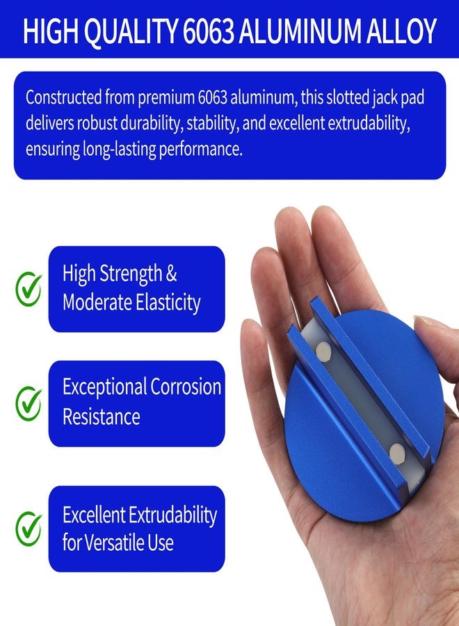 A.I.FORCE Universal Aluminum Grooved Pinch Weld Jack Pad - Magnetic Jack Puck & Large Slotted Frame Rail Protector for Cars, SUVs, Trucks & Pickups - Heavy-Duty Floor Jack Adapter, Blue - Image 3