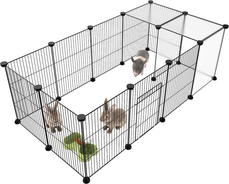 HOMIDEC Pet Playpen,Small Animals Cage DIY Wire Portable Yard Fence with Door for Indoor/Outdoor Use,Puppies,Kitties,Bunny,Turtle 48" x 24" x 16" - Image 1