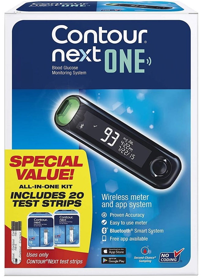 Ascensia CONTOUR NEXT ONE Blood Glucose Monitoring System All-in-One Kit for Diabetes  - Image 2