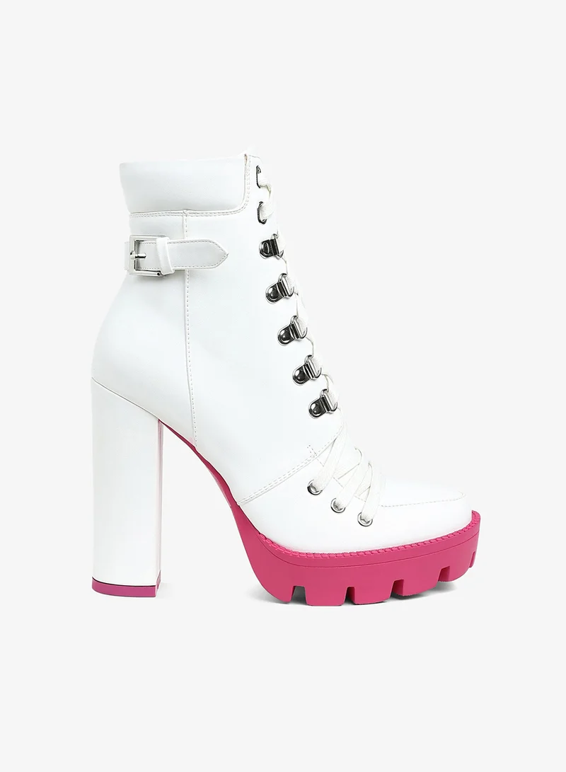 Cushion Collared Biker Boot in White