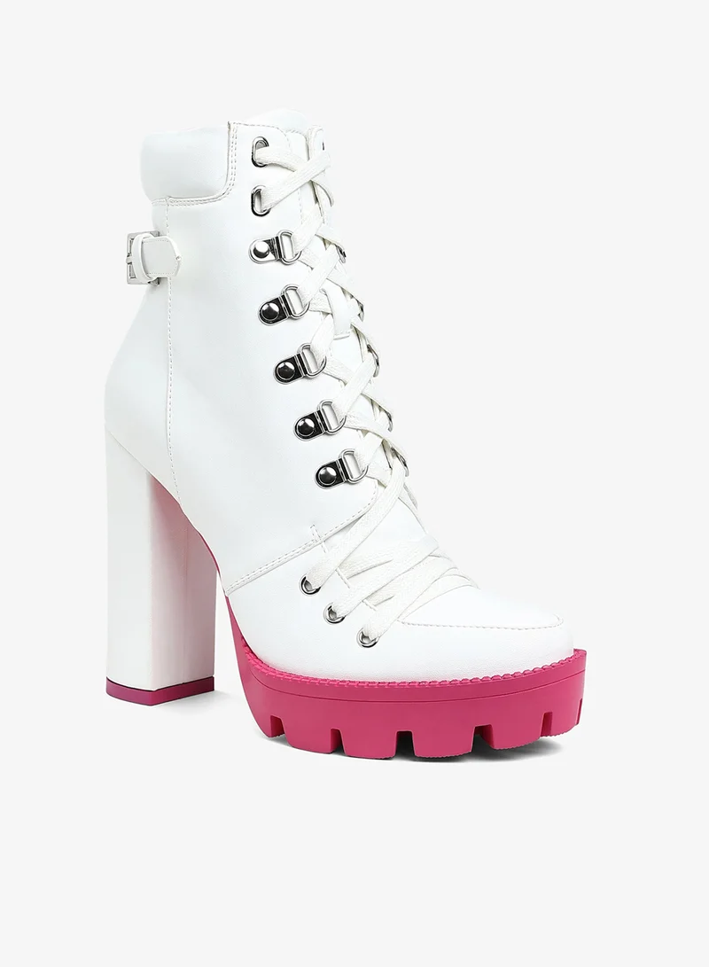 London Rag White Cushion Collared Biker Boot in White for Women | Best Price UAE