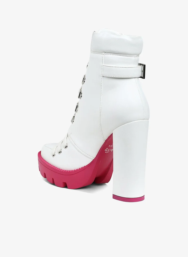 London Rag White Cushion Collared Biker Boot in White for Women | Best Price UAE