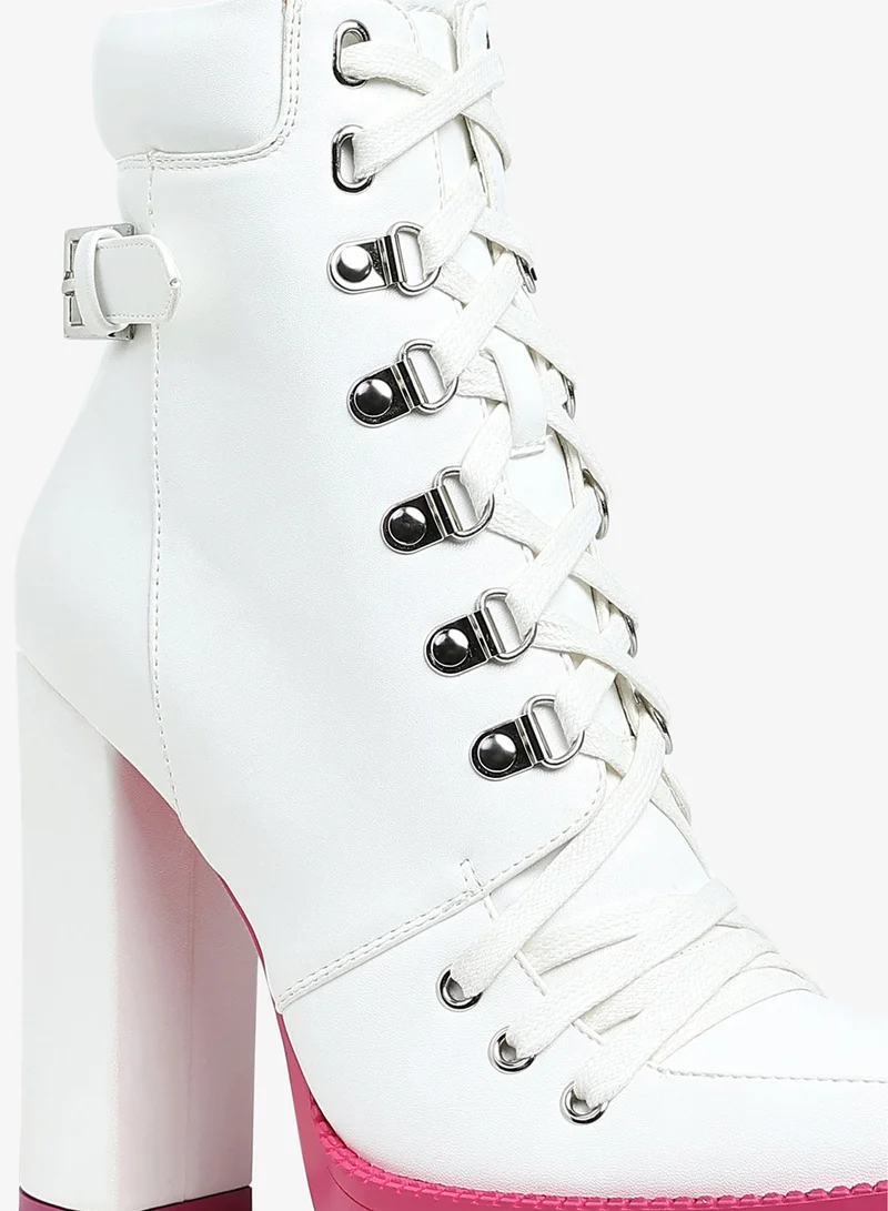 London Rag White Cushion Collared Biker Boot in White for Women | Best Price UAE
