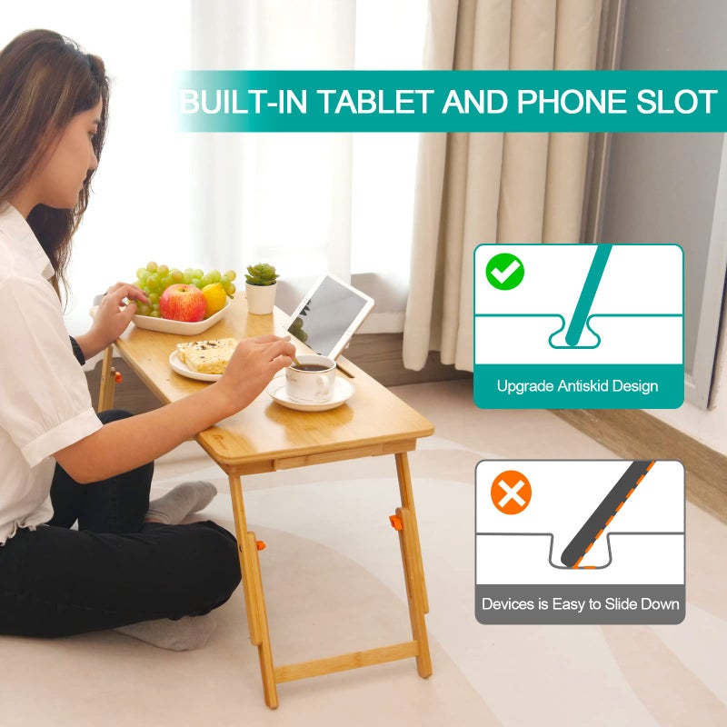COIWAI Lap Desk COIWAI Bed Table Desk Tray Desk for Bed for Laptop Writing Eating Laptop Desk with Tablet Slot, Adjustable Height Angle, Foldable Tray for Sofa Couch Floor, with Storage Drawer - Large - Image 3