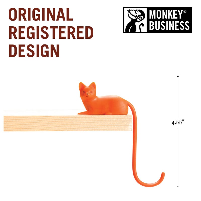 Monkey Business Ginger The Cat Tail Hook for Computer Screen, Desk Headphone Hanger Organizer Decorative Hooks, Adhesive Hook for Hanging Keys Cables Hats and Computer Accessories - Image 3