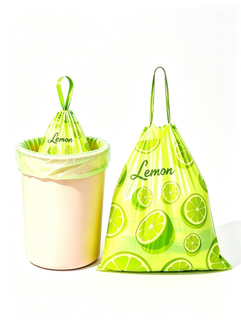 Nurava 100 Counts Lime Scent Trash Bags(8 Gallons), Drawstring Medium Garbage Bags, Leak-Proof, Tear-Resistant & Fragrant Trash Can Liners, Extra Thick Trash Bags for Home/Office, Wide Handles for Easy Carry Fits 9-12L Waste Bins - Image 1