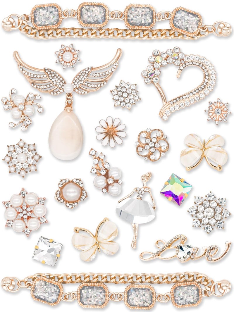 Acwenie Bling Metal Shoe Charms â€“ Cute Chain Decorations Accessories for Girls & Women Gifts - Image 1