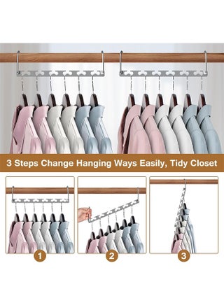 3 Pcs Sturdy Metal Hangers, Magic Clothing  Wardrobe Closet Organizer Space Saving Hanger, Cascading Hangers - view 4