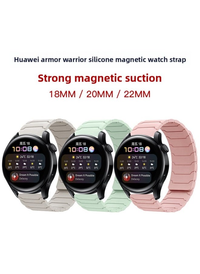 Generic - Applicable To For SamsungWatch567 Strap For HuaweiGt3/4/5 Huami Armor Warrior Silicone Magnetic Watch Strap-Color:Gray With Orange-Specifications:22MM - Image 1