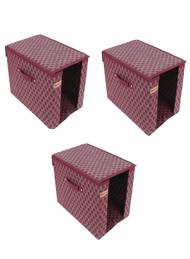 SHREY CREATION Foldable Shirt Organizer Non woven Wardrobe Clothe Storage Box With Lid and Handle for Shirt Tshirt, cloth (Mehroo Print, Pack Of 2) (Pack Of 3) - Image 1