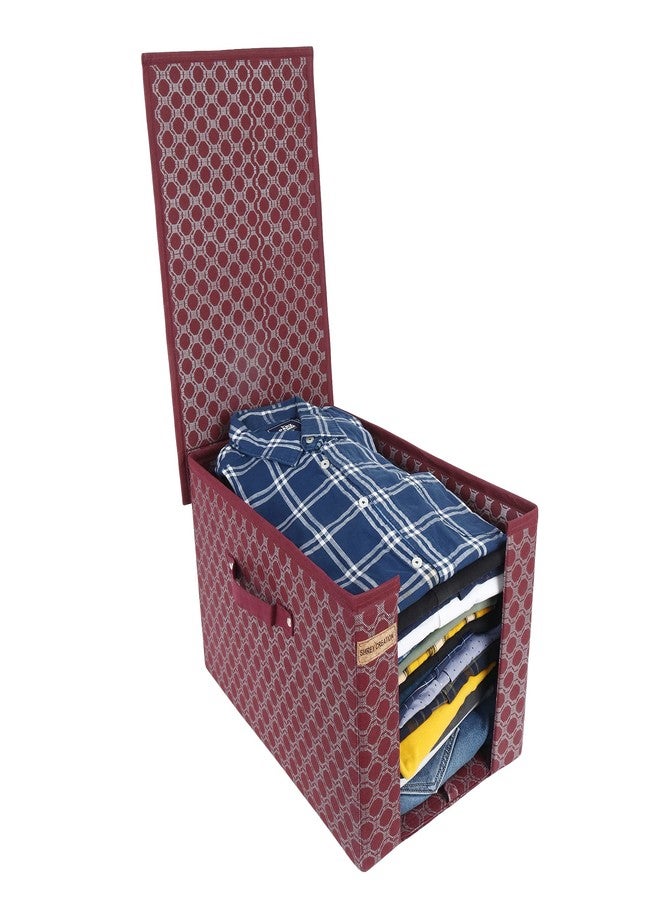 SHREY CREATION Foldable Shirt Organizer Non woven Wardrobe Clothe Storage Box With Lid and Handle for Shirt Tshirt, cloth (Mehroo Print, Pack Of 2) (Pack Of 3) - Image 2