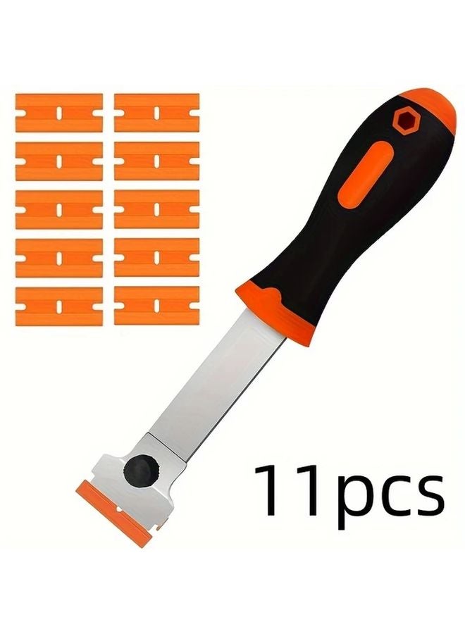 11 Piece Multi Function Stainless Steel Scraper with Long Non Slip Handle - Image 2